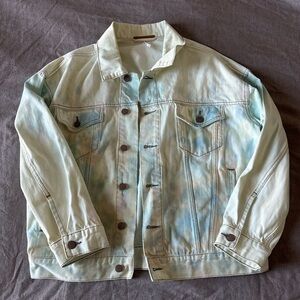 Free People tie dye watercolor oversized jean jacket